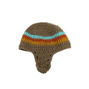 Handmade Crochet Knitted Earflap Hat Colorful Stripes For Kids Winter Warm